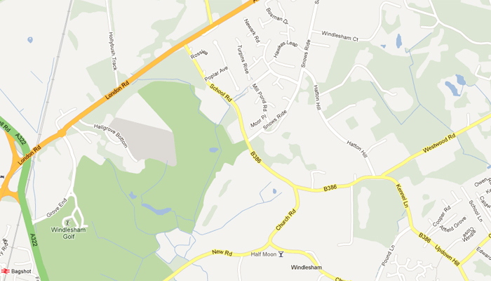 Map of School Road, Windlesham
